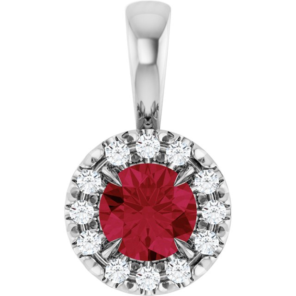Rolland's Designs 14K White Gold Diamond & Ruby Pendant