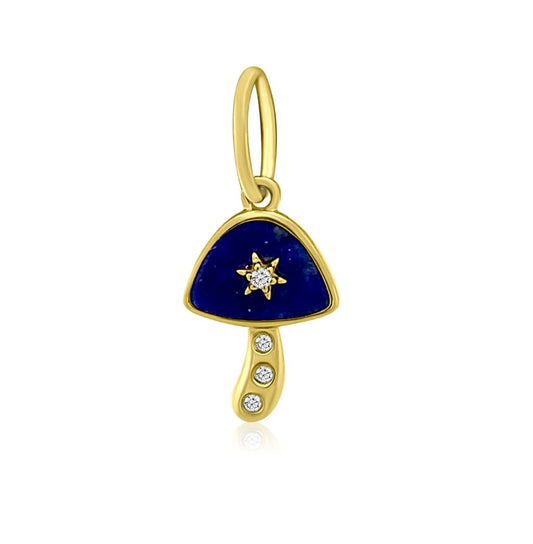 Rolland's Designs 14K Gold & Lapis Mushroom Pendant