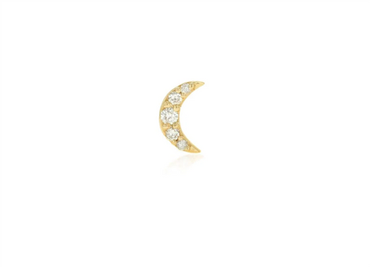 Rolland's Designs Single Diamond Pave Crescent Moon Stud Earrings