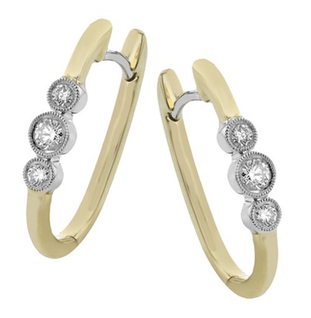 Simon G 18Kyw 3-Station Diamond Milgrain Hoop Earrings