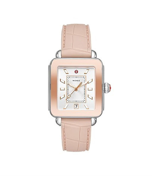 Michele 36Mm Deco Sport Two Toned Pink Gold Watch