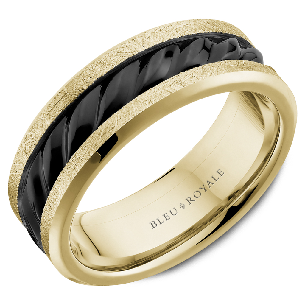 14K White Gold & Black Rhodium Wedding Band