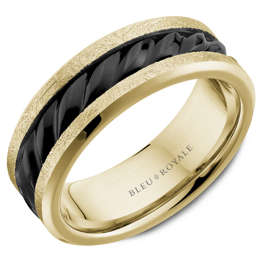 14K White Gold & Black Rhodium Wedding Band