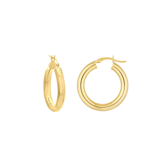 Rolland's Design Gold Round Tube Polished Hoop Earrings