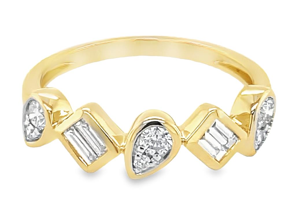 Dilamani 14K Gold & Diamond Pivoting Shape Ring