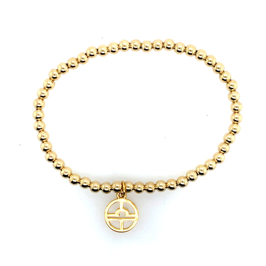 Dee Berkley Gold Filled Beaded Bracelet with Vermeil Libra Charm