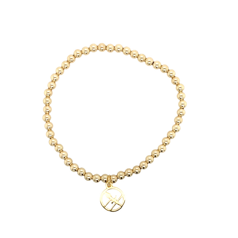 Dee Berkley Gold Filled Beaded Bracelet with Vermeil Sagittarius Charm
