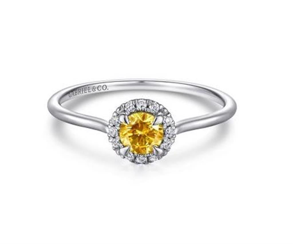 Gabriel Citrine & Diamond Halo Ring