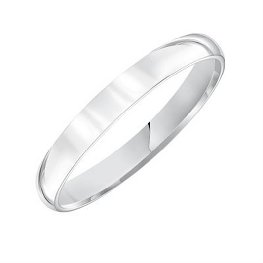 14K White Gold Domed Wedding Band