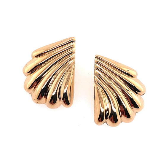 Estate 14K yellow Gold Fan Earrings