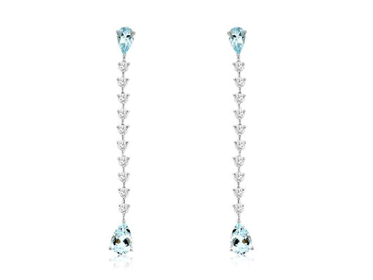 Rolland's Designs Aquamarine & Diamond Drop Earrings