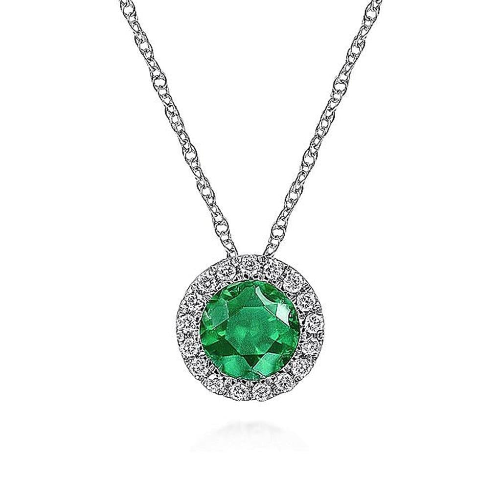 Gabriel 14Kw Emerald & Diamond Pendant