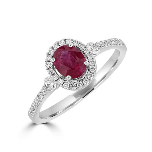 Rolland's Designs Oval Ruby and Diamond Ring