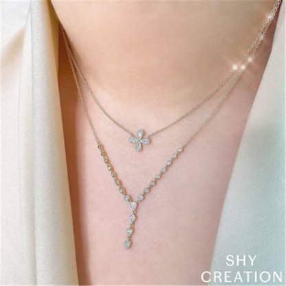 Shy 14Kw Diamond Lariat Drop Necklace
