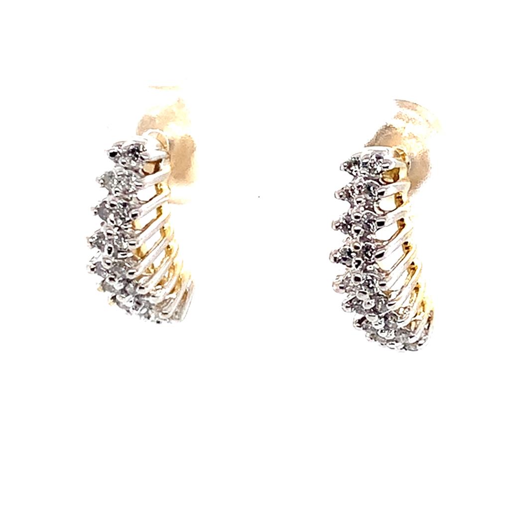 Estate 14K Two-Tone Diamond Stud Earrings