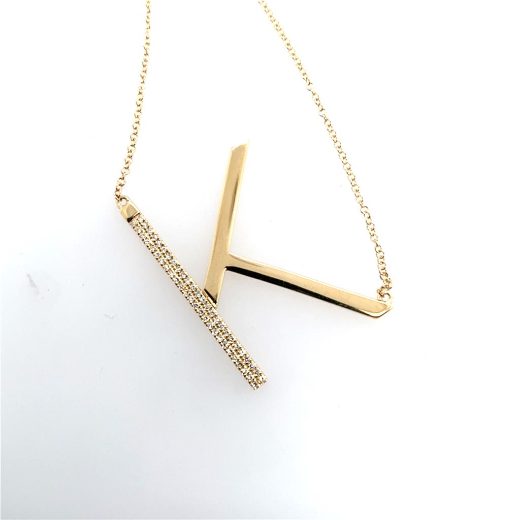 Shy Creation Diamond Big Initial "K" Pendant Necklace