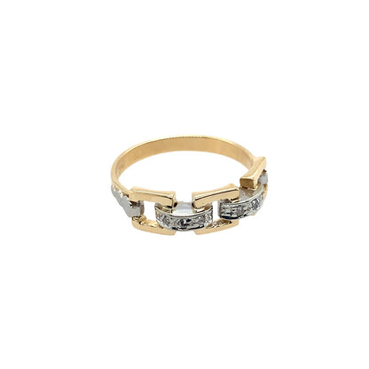 Estate Gold Two Tone 3 Station Diamond Ring