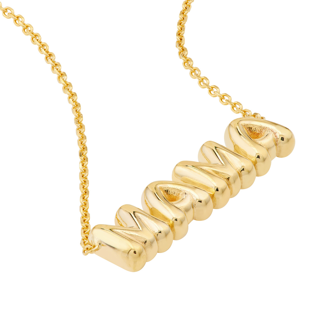 Rolland's Designs 14K Yellow Gold Puff "Mama" Necklace