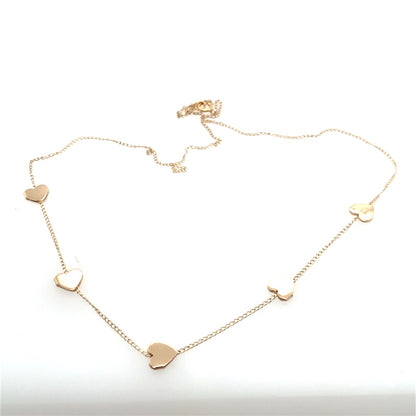 Estate 14K Yellow Gold Heart Station Necklace