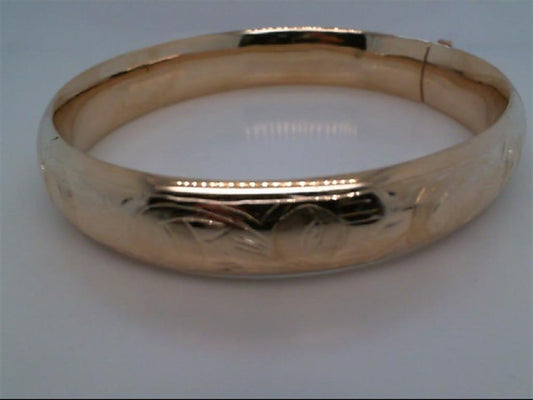 Estate 14K Bangle Bracelet With Vintage Engraving