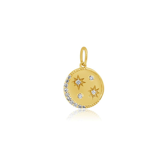 Rolland's Designs 14K Gold Diamond Star & Moon Pendant