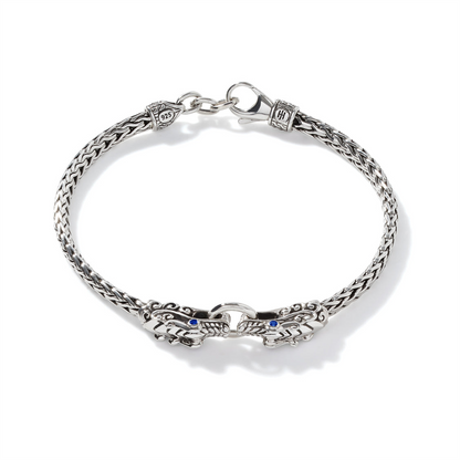John Hardy Silver Naga Bracelet with Blue Sapphire Eyes