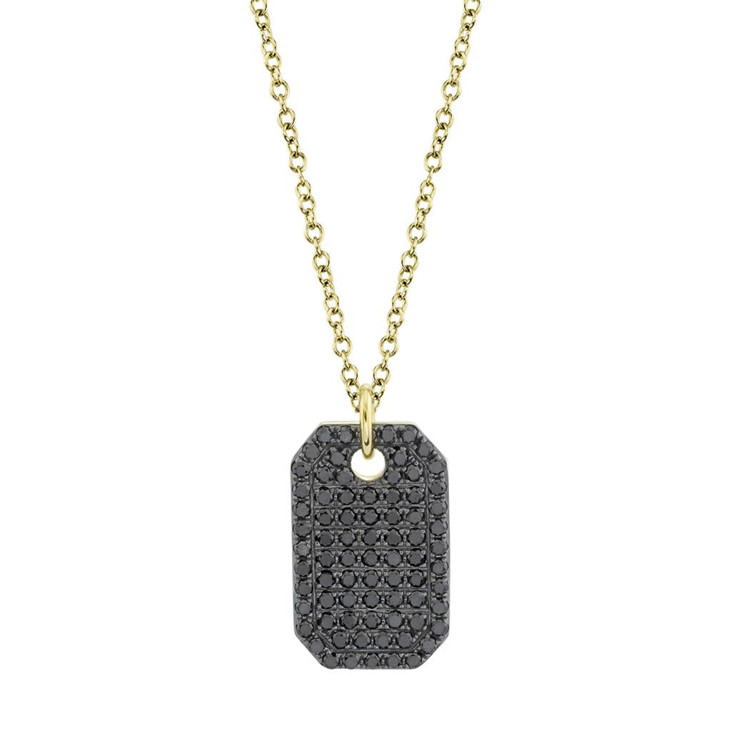 Shy 14Ky Black Diamond Dog Tag Necklace