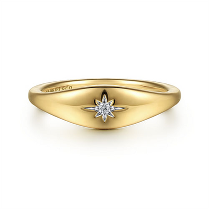 Gabriel 14Ky Diamond Starburst Signet Ring