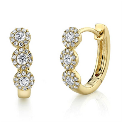 Shy Creation 14K Yellow Gold Diamond Halo Huggie Earring