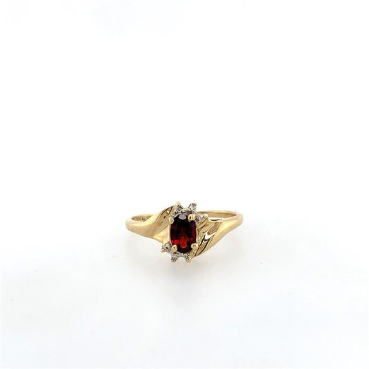Estate 14K Garnet & Diamond Ring