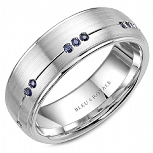 14K White Gold & Sapphire Wedding Band