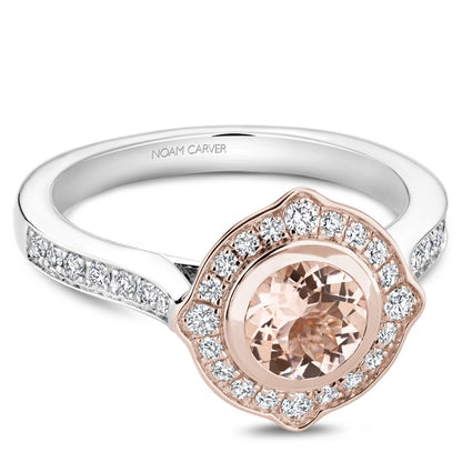 Noam Carver Diamond and Morganite Halo Setting