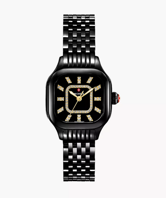 Michele Meggie 29Mm Diamond Noir Gloss Watch