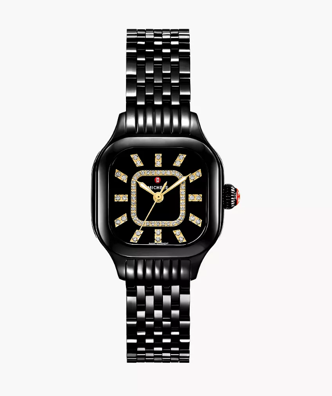 Michele Meggie 29Mm Diamond Noir Gloss Watch