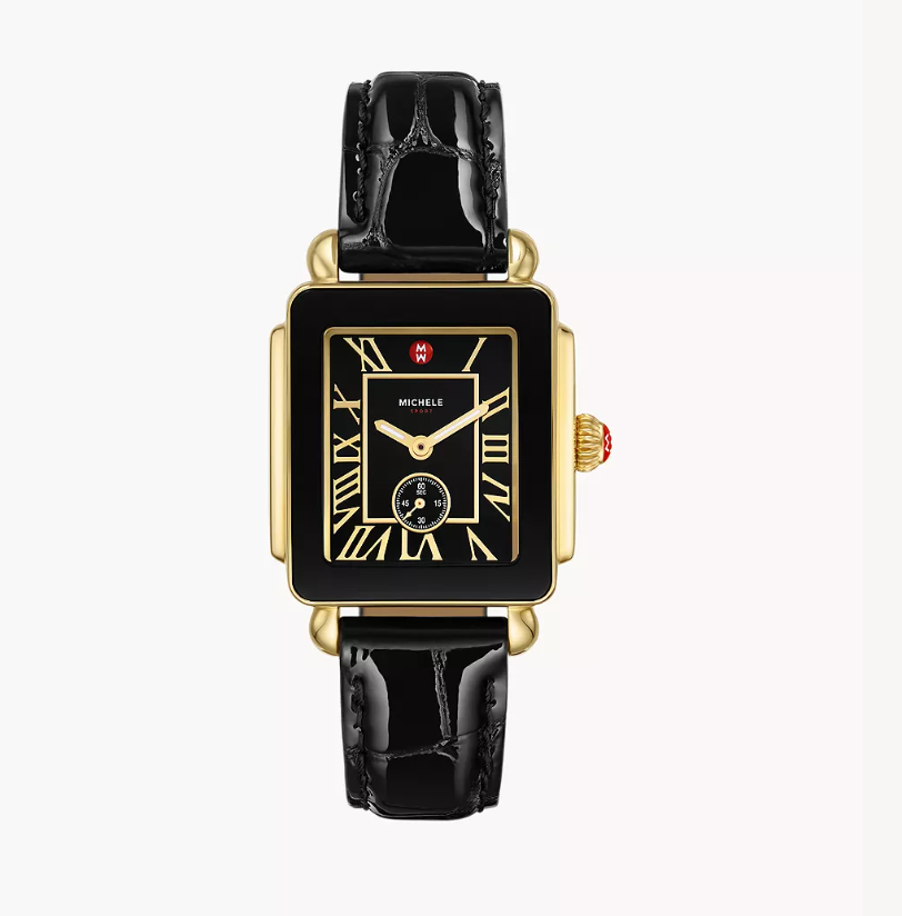 Michele Deco Mid Sport All Black with Gold Trim