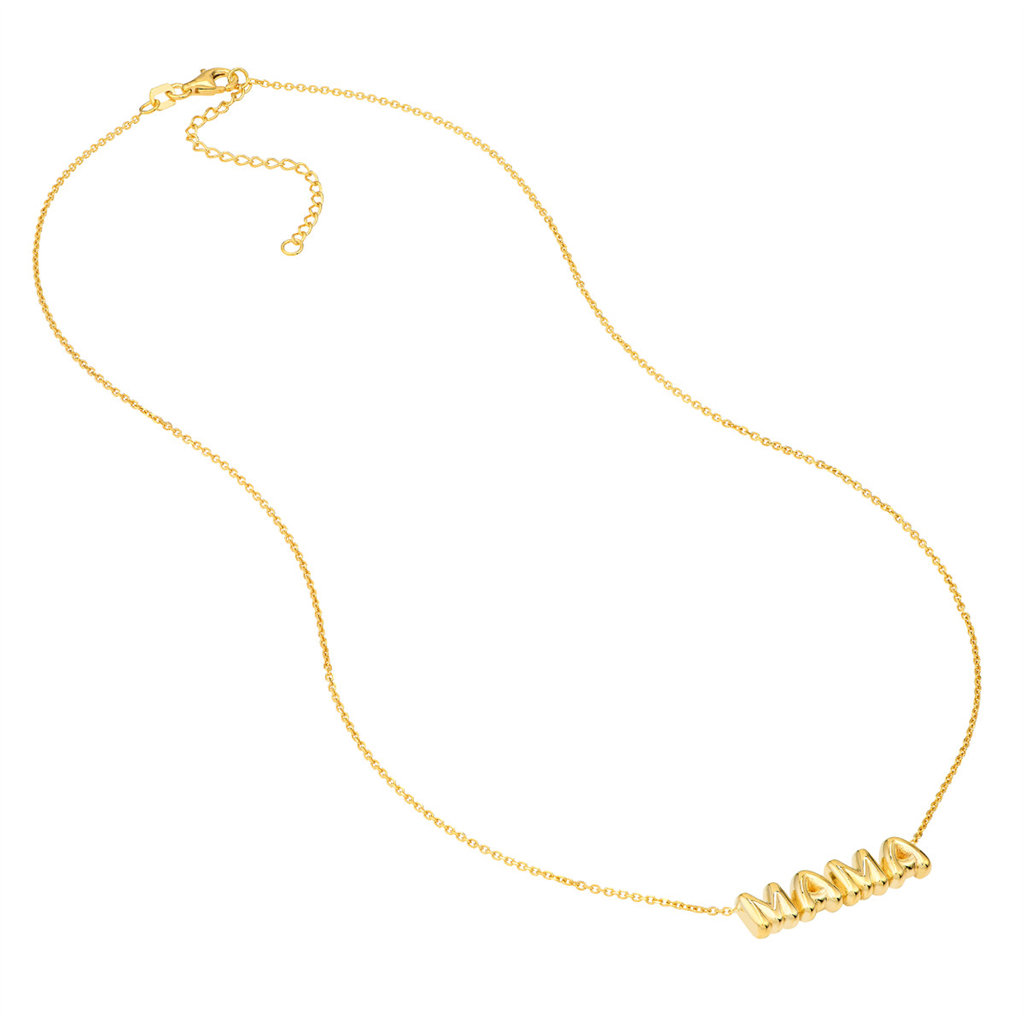 Rolland's Designs 14K Yellow Gold Puff "Mama" Necklace