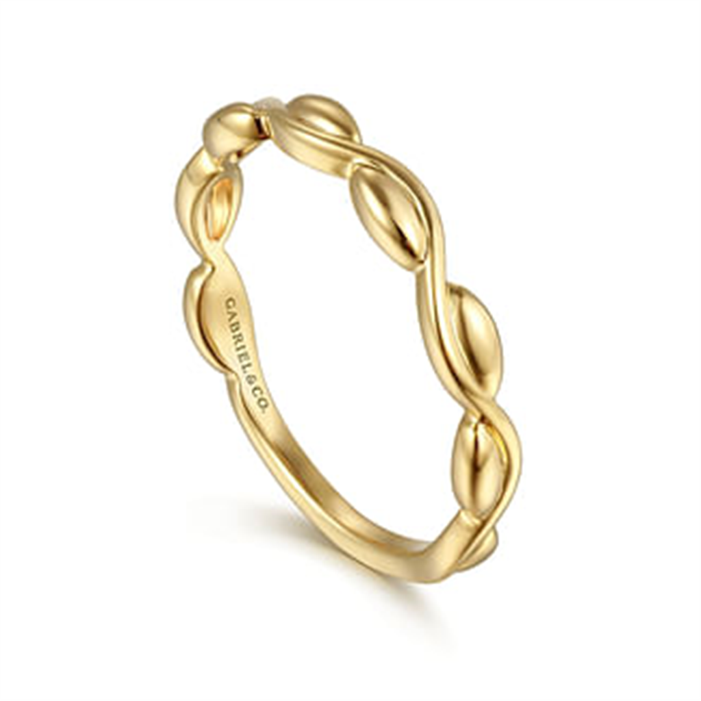 Gabriel Yellow Gold Twist Stackable Fashion Ring