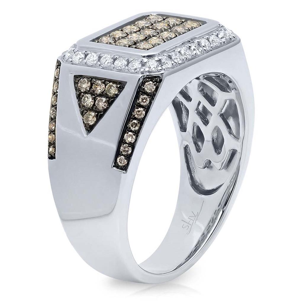 Shy Creation Men's Champagne & White Diamond Band