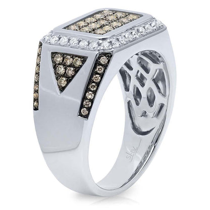 Shy Creation Men's Champagne & White Diamond Band