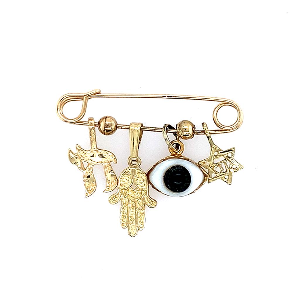 Estate 14K Yellow Gold Jewish Pin