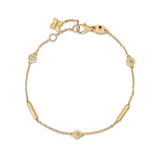 Roberto Coin 18K Yellow Gold Diamondl & Bar Station Bracelet