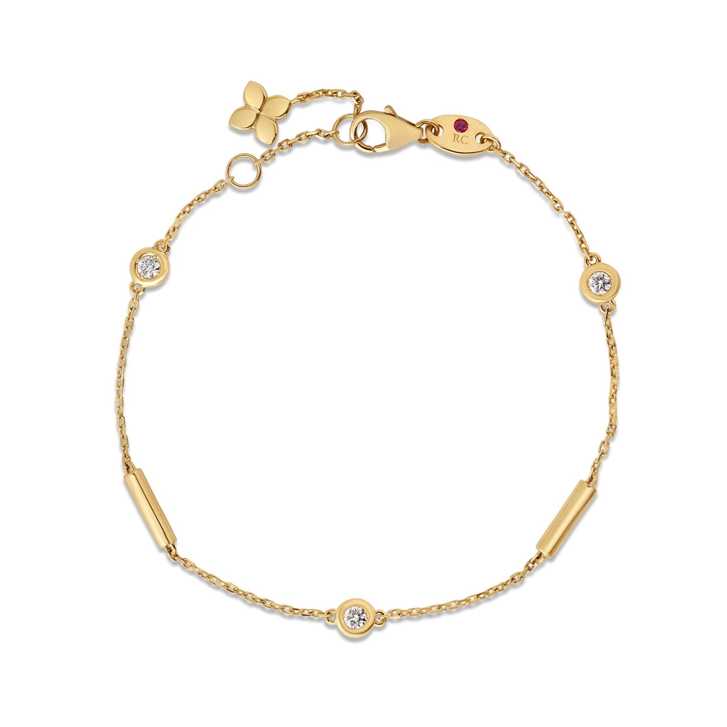 Roberto Coin 18K Yellow Gold Diamondl & Bar Station Bracelet