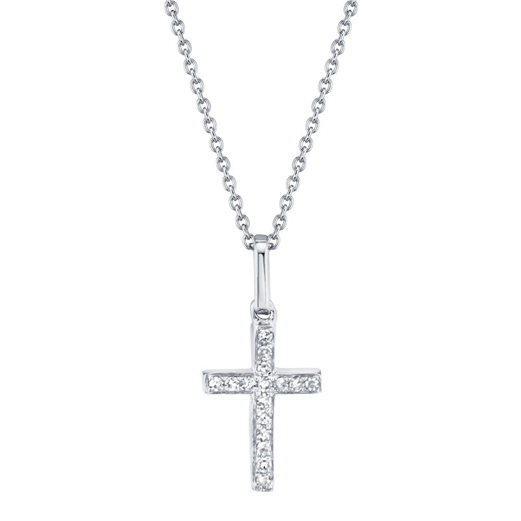 Shy 14Kw Diamond Cross Necklace