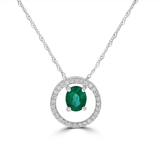 Rolland's Designs 14K White Gold & Emerald Pendant