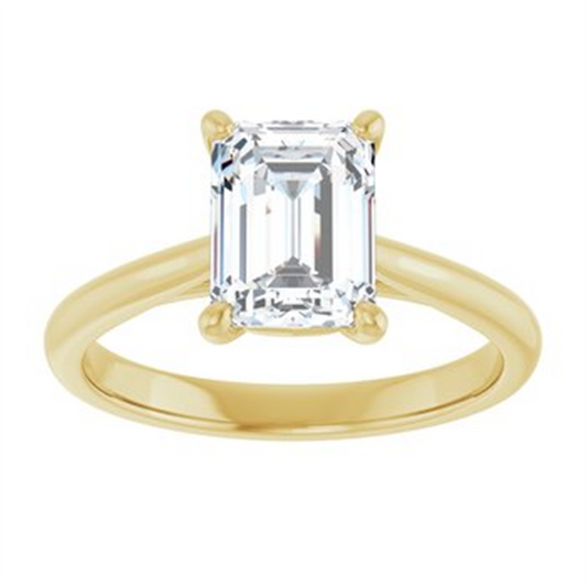 Lab Grown Diamond Emerald Solitare Engagement Ring