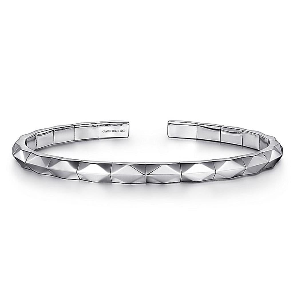 Gabriel Sterling Silver Faceted Open Cuff Bracelet