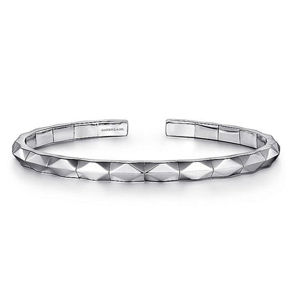 Gabriel Sterling Silver Faceted Open Cuff Bracelet