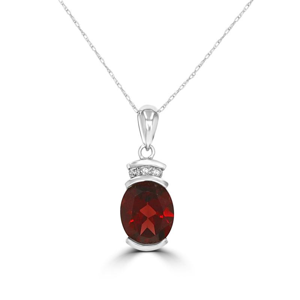 Rolland's Designs 14K White Gold Diamond & Garnet Pendant