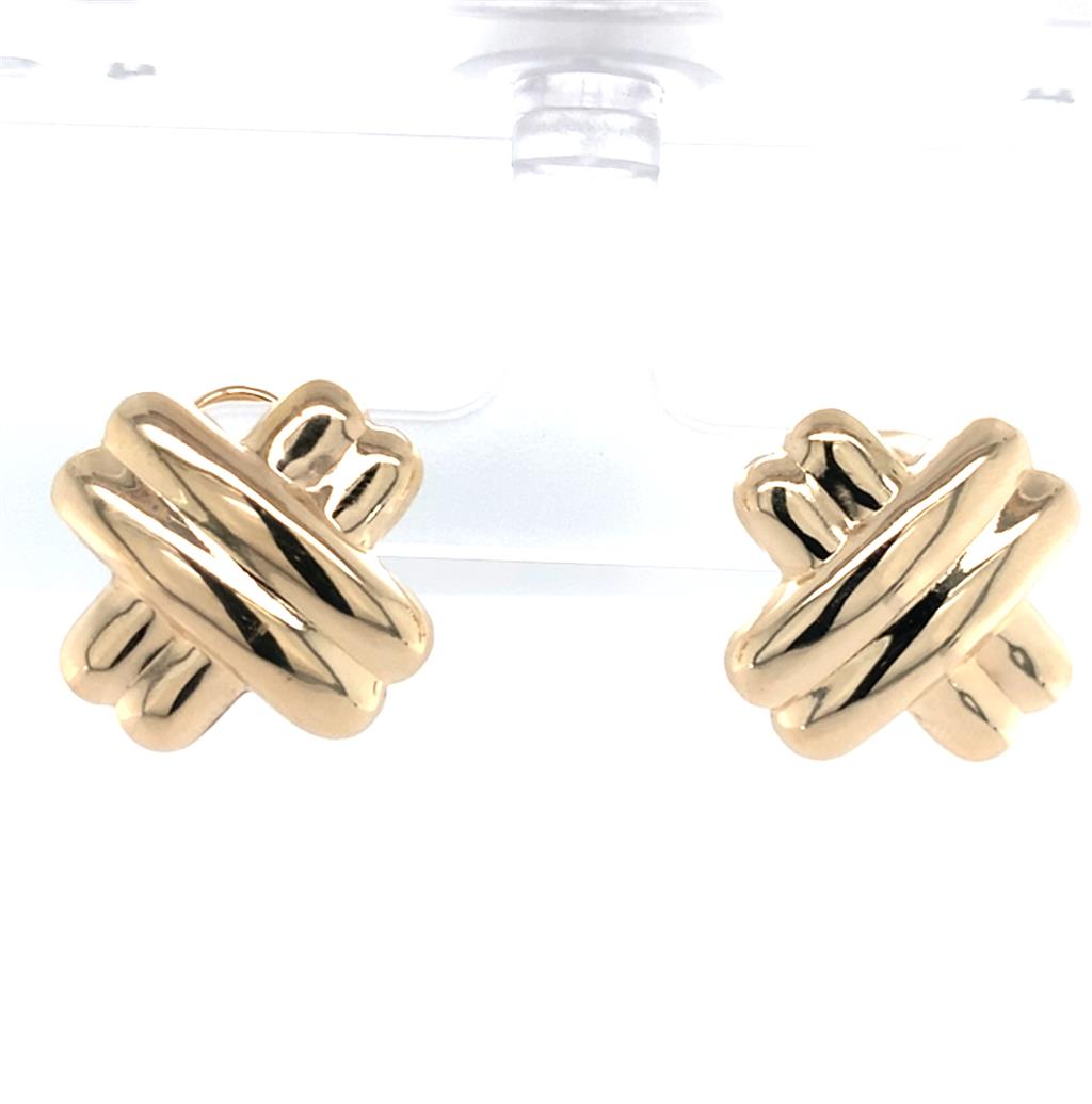 Estate 14K Gold "X" Earrings