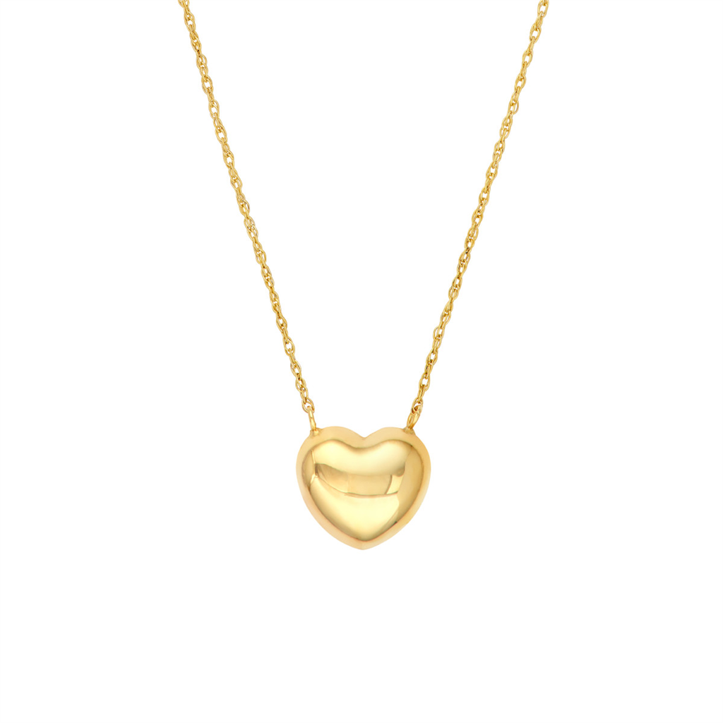 Gold Puffy Large Heart Necklace